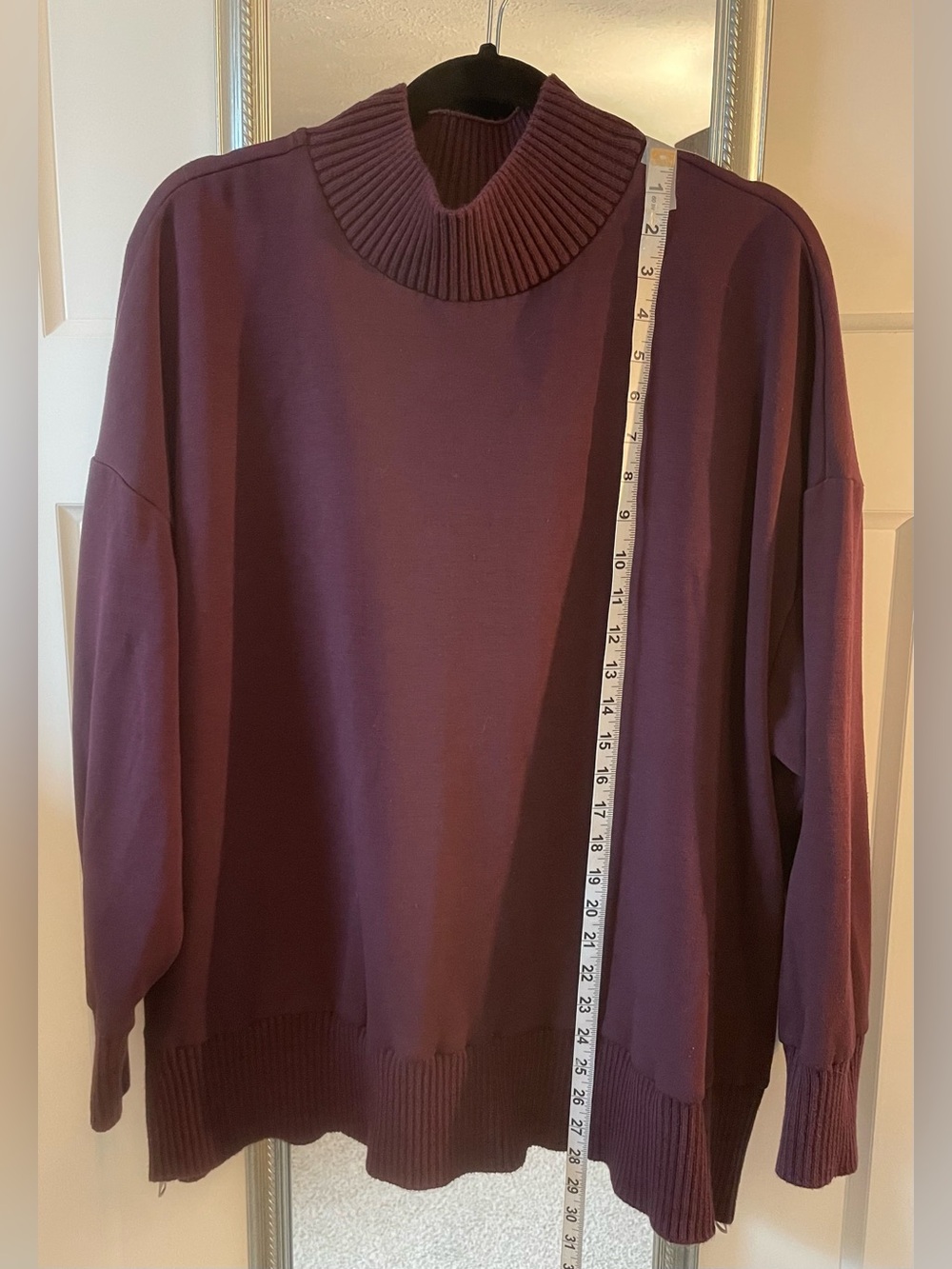 Simply Vera Plum Rib-Knit Mock Neck Women's Sweater